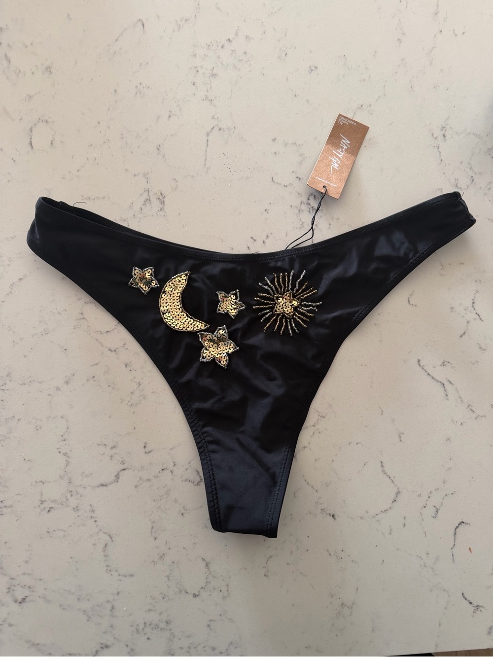 Nasty Gal Black Celestial Embellished Bikini Bottom